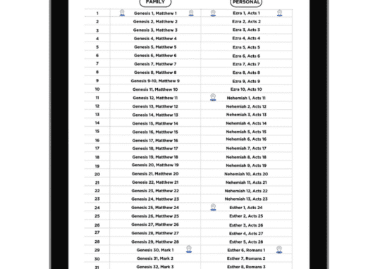 FREE download of the interactive "Journey Through Scripture Plan" Robert Murray Mcheyne Bible reading plan